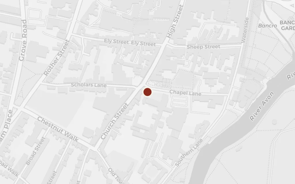 Map of The Guild Chapel and grammar school today
