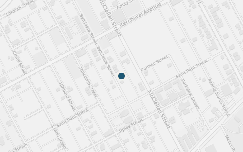 Map of The family home and the Zebra Room, Hurlbut Street today