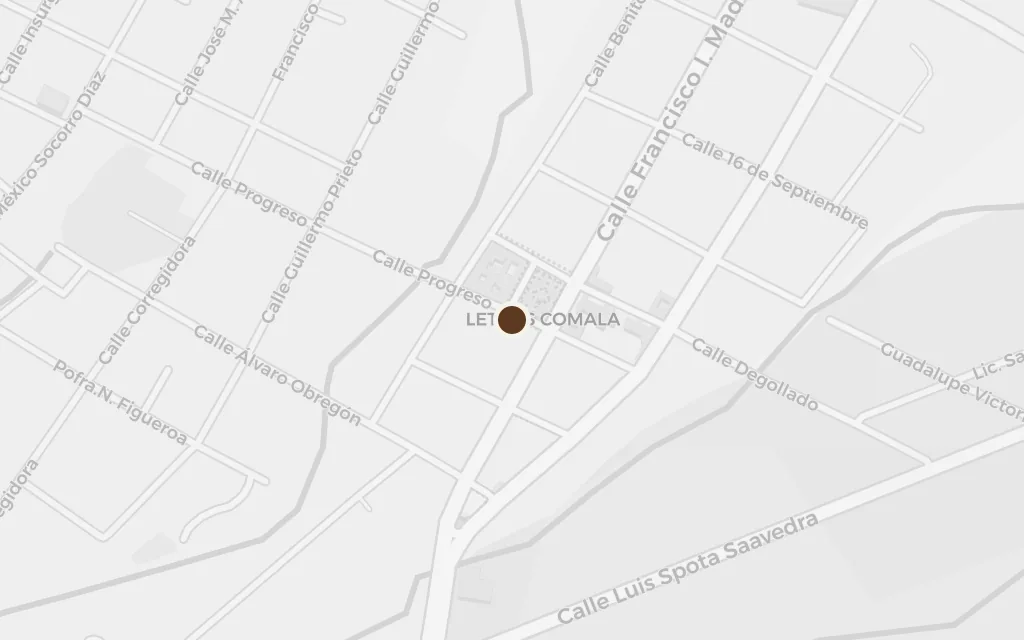 Map of The plaza of Comala today