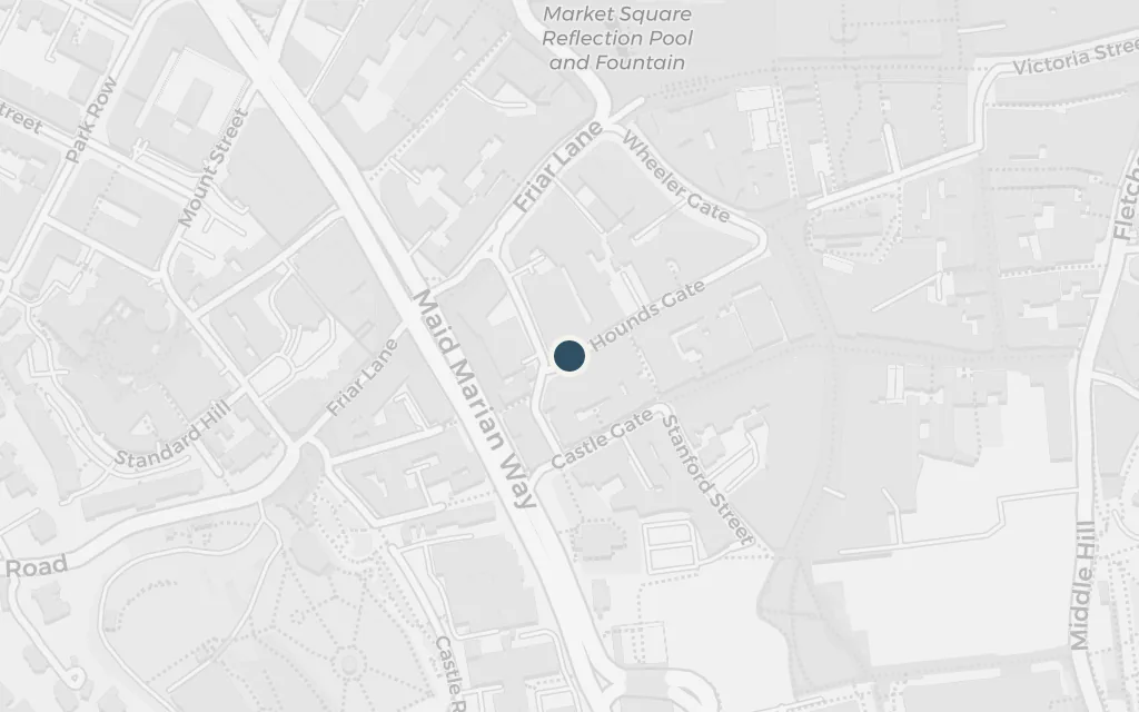 Map of Jordan's, 21 Spaniel Row, Nottingham today