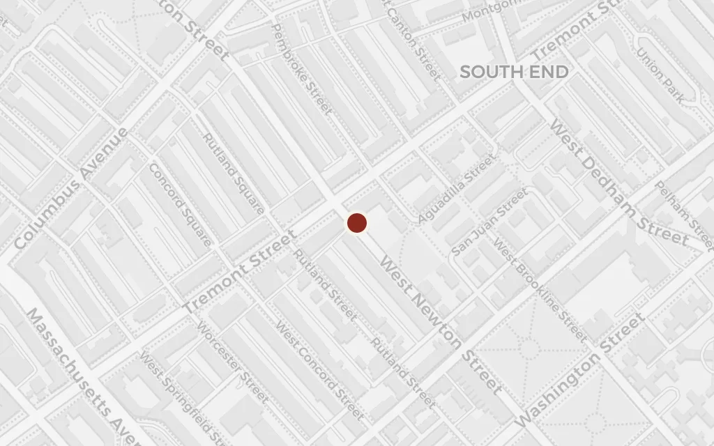 Map of The South End: Miss Birdseye's meeting today