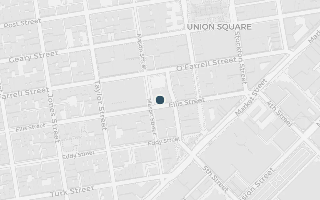 Map of John's Grill, Ellis Street today