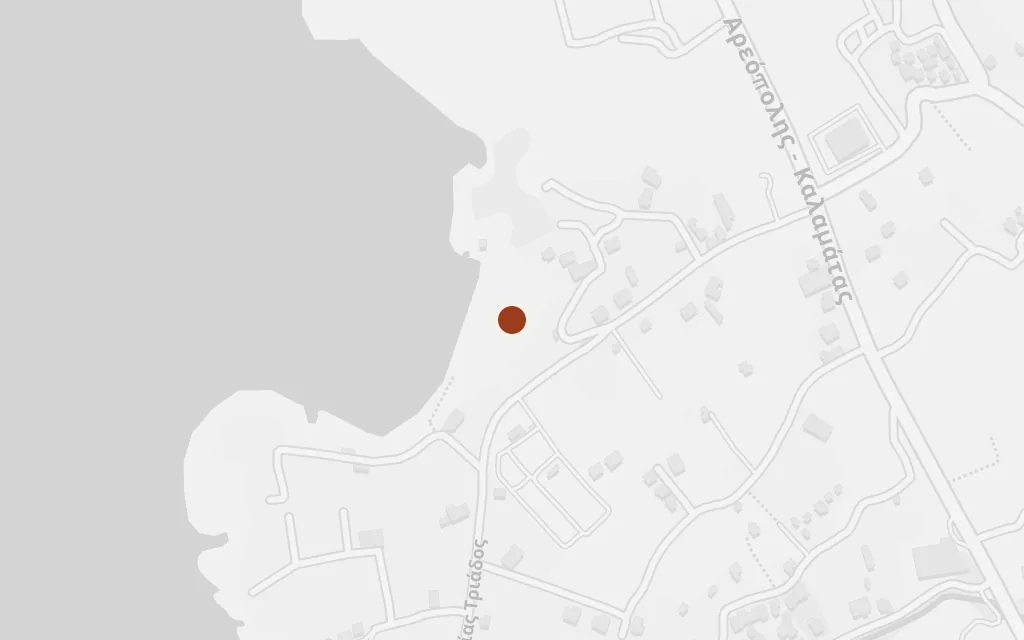 Map of Kalogria beach, Stoupa today