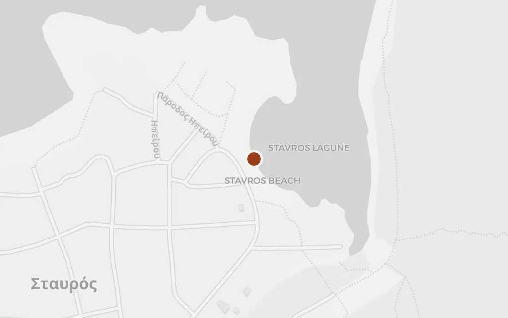 Map of Stavros beach, Akrotiri today